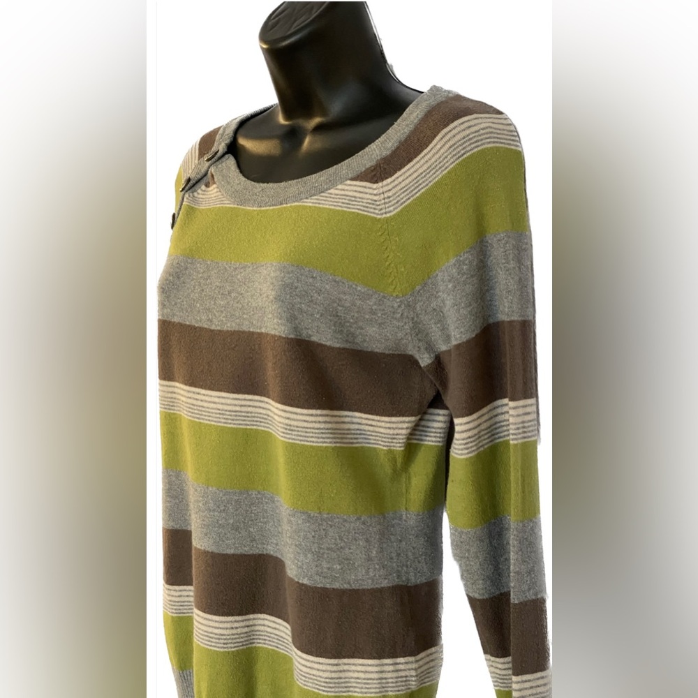 Point Zero BRN/GRY/ Chartreuse Cotton Blend Long Sleeve, S Winter Sale